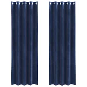 Zatemňovací závěsy 2 pcs Tmavě modrá 140 x 245 cm samet - obrázek 2