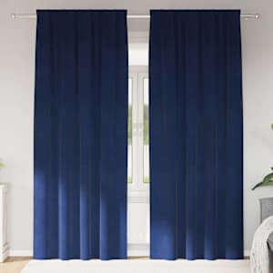 Zatemňovací závěsy 2 pcs Tmavě modrá 140 x 225 cm samet - obrázek 1