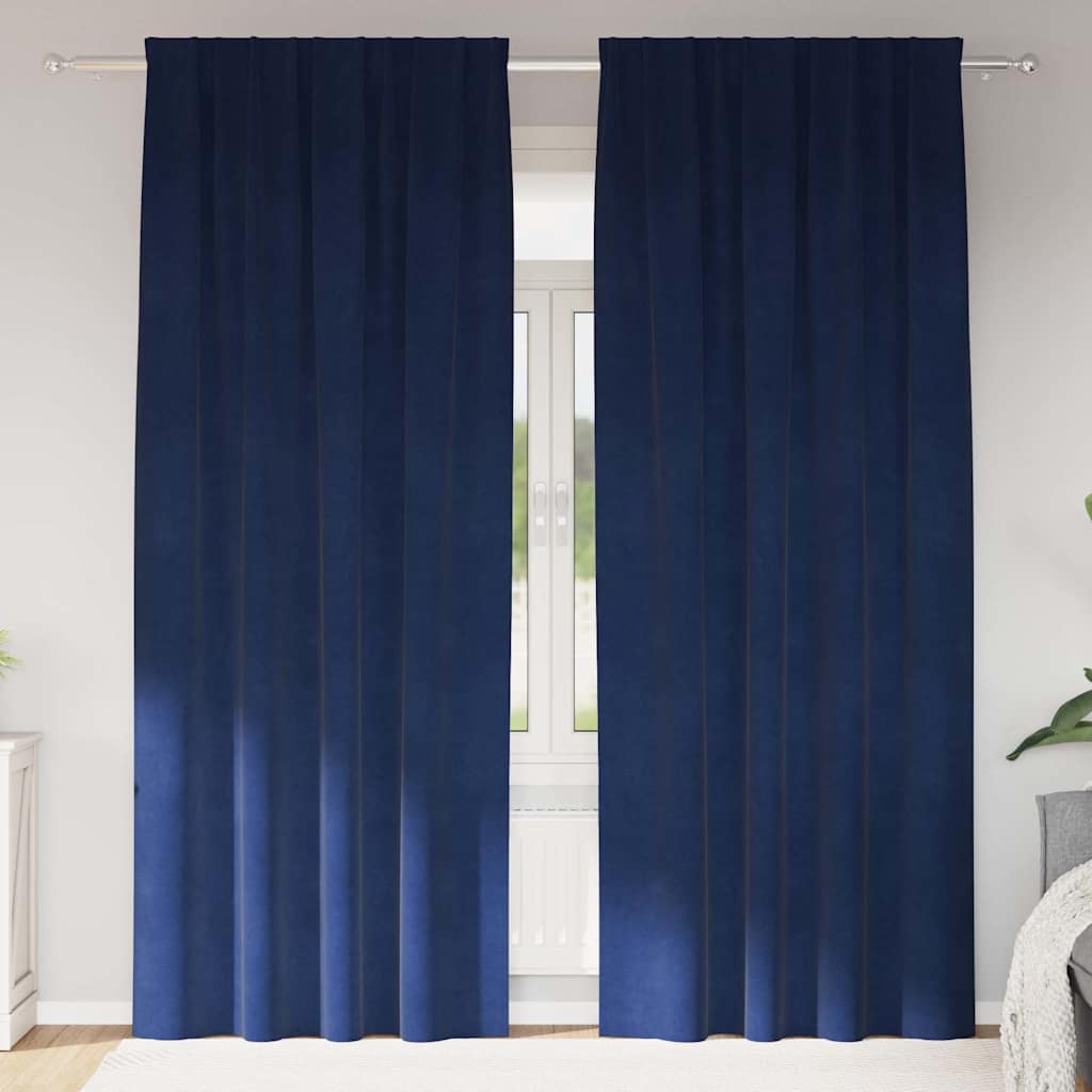 Blackout Gardiner med Top Tape 2 stk Mørkeblå Velour