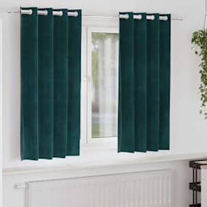 Zatemňovací závěsy 2 pcs Tmavě zelená 140 x 175 cm samet - obrázek 1