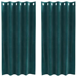 Zatemňovací závěsy 2 pcs Tmavě zelená 140 x 175 cm samet - obrázek 2