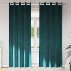 Zatemňovací závěsy 2 pcs Tmavě zelená 140 x 225 cm samet - obrázek 1