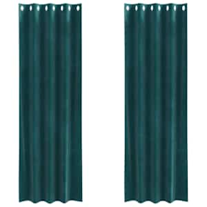 Zatemňovací závěsy 2 pcs Tmavě zelená 140 x 225 cm samet - obrázek 2