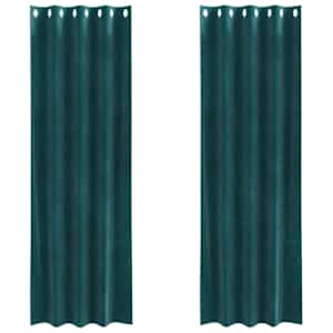 Zatemňovací závěsy 2 pcs Tmavě zelená 140 x 245 cm samet - obrázek 2