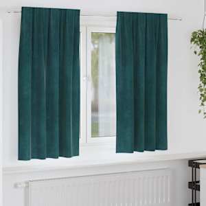 Zatemňovací závěsy 2 pcs Tmavě zelená 140 x 175 cm samet - obrázek 1