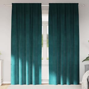 Zatemňovací závěsy 2 pcs Tmavě zelená 140 x 225 cm samet - obrázek 1