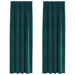 Zatemňovací závěsy 2 pcs Tmavě zelená 140 x 225 cm samet - obrázek 2
