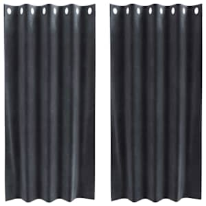 Zatemňovací závěsy 2 pcs Tmavě šedá 140 x 175 cm samet - obrázek 2
