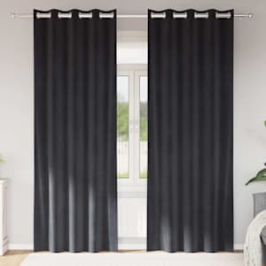 Zatemňovací závěsy 2 pcs Tmavě šedá 140 x 245 cm samet - obrázek 1