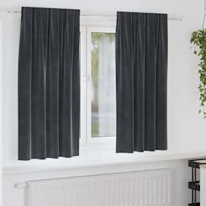 Zatemňovací závěsy 2 pcs Tmavě šedá 140 x 175 cm samet - obrázek 1
