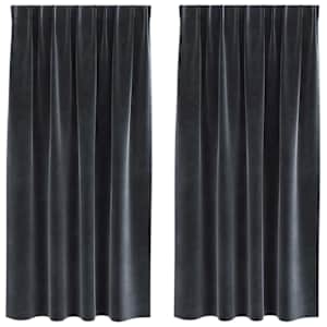Zatemňovací závěsy 2 pcs Tmavě šedá 140 x 175 cm samet - obrázek 2