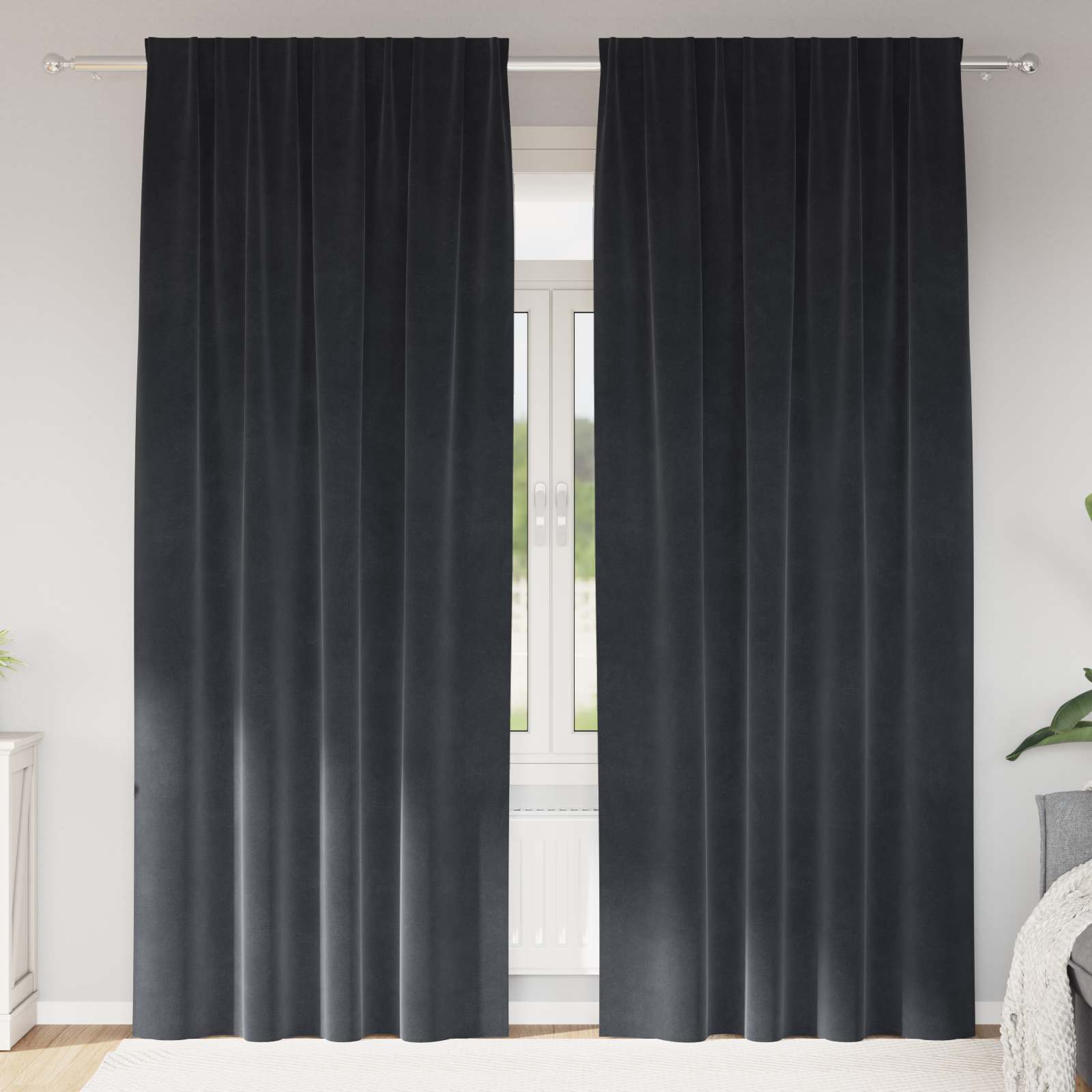 vidaXL Verdunkelungsvorhänge 2 pcs Dunkelgrau 140 x 225 cm Samt