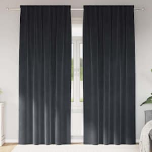 Zatemňovací závěsy 2 pcs Tmavě šedá 140 x 225 cm samet - obrázek 1