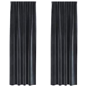 Zatemňovací závěsy 2 pcs Tmavě šedá 140 x 245 cm samet - obrázek 2