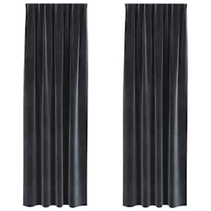 Zatemňovací závěsy 2 pcs Tmavě šedá 140 x 260 cm samet - obrázek 2