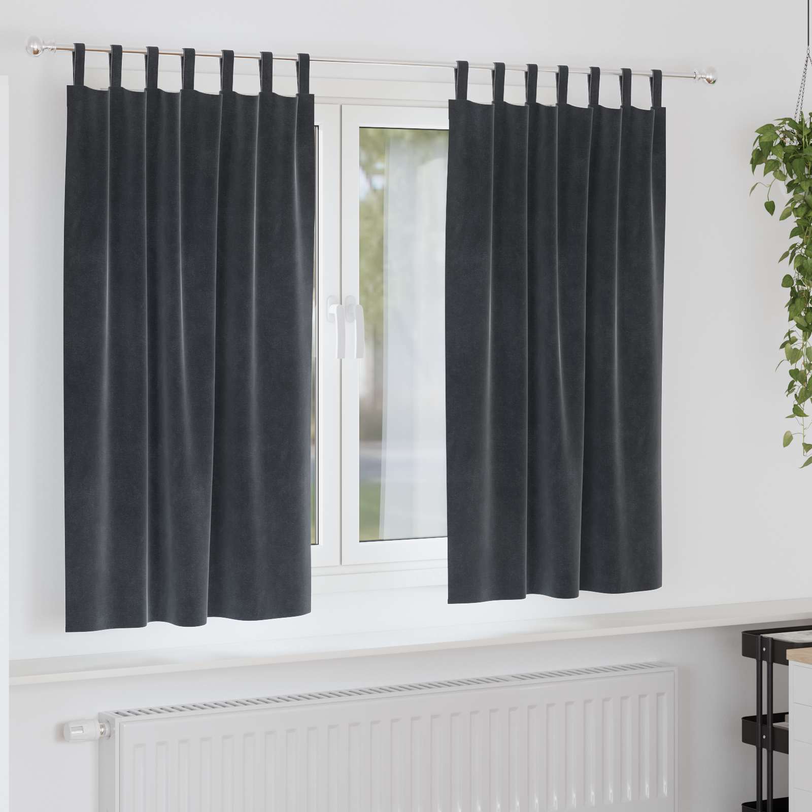 vidaXL Verdunkelungsvorhänge 2 pcs Dunkelgrau 140 x 175 cm Samt