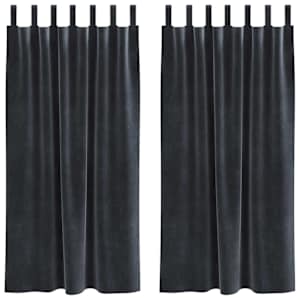 Zatemňovací závěsy 2 pcs Tmavě šedá 140 x 175 cm samet - obrázek 2