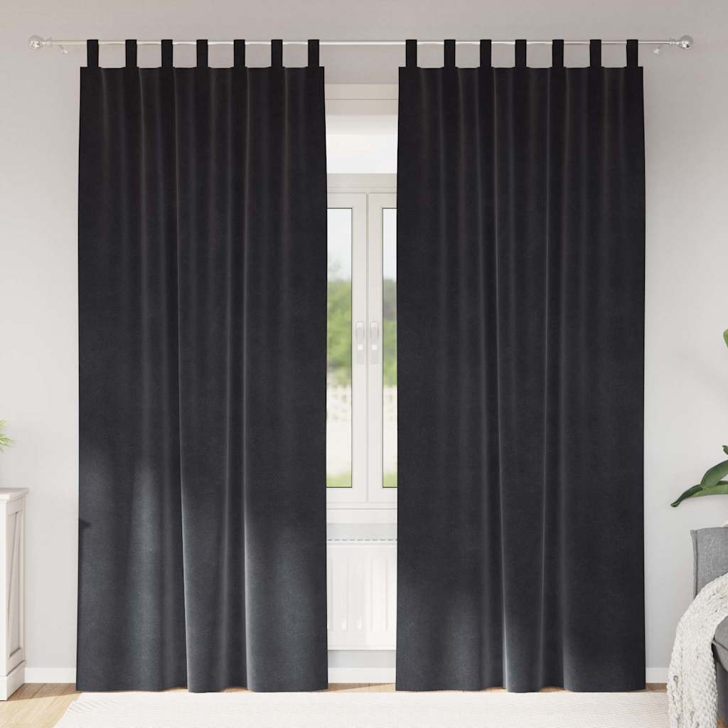 Mørklægningsgardiner med hængsel 2 stk Mørkegrå Velour