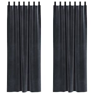 Zatemňovací závěsy 2 pcs Tmavě šedá 140 x 260 cm samet - obrázek 2