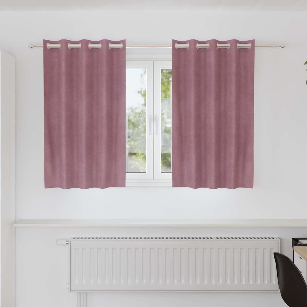 Blackout Gardiner med Øjer 2 stk Mørk Pink Fløjl