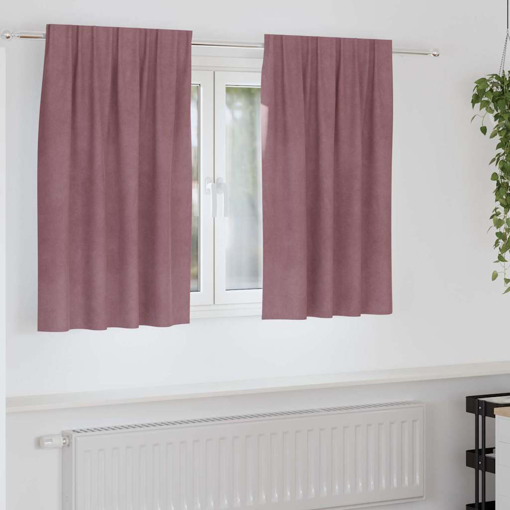Mørklægningsgardiner med Top Tape 2 stk Mørk Pink Fløjl