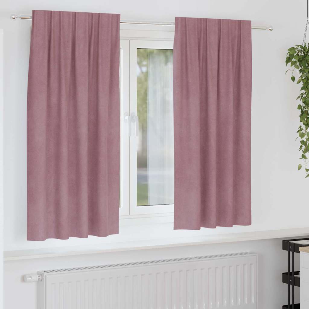 Mørklægningsgardiner med topbånd 2 stk Mørk pink fløjl