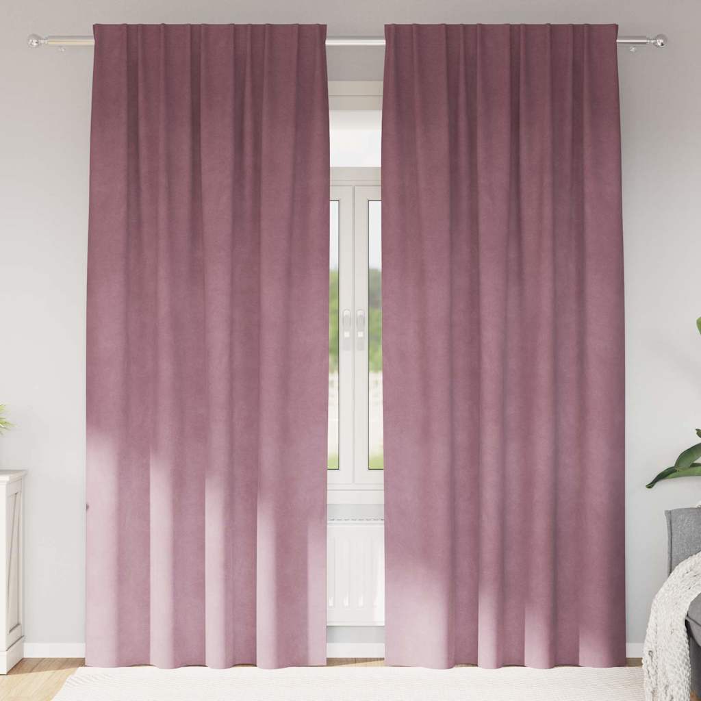Blackout Gardiner med Top Tape 2 stk Mørk Pink Velvet