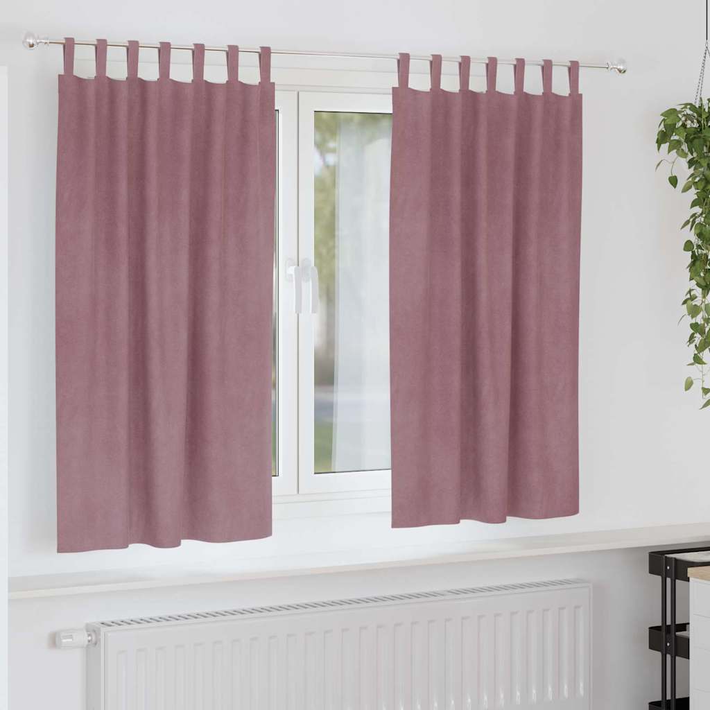 Mørklægningsgardiner med hængesløjfer 2 stk Mørk pink fløjl