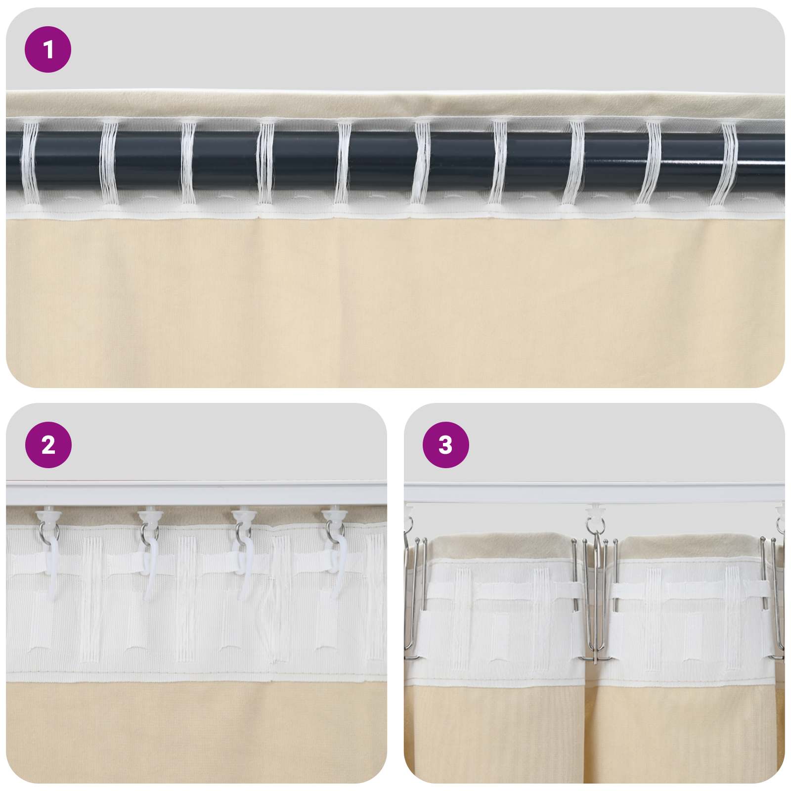 Κουρτίνες 2 pcs Ανοιχτό γκρι 140 x 225 cm Βελούδο - Image 9