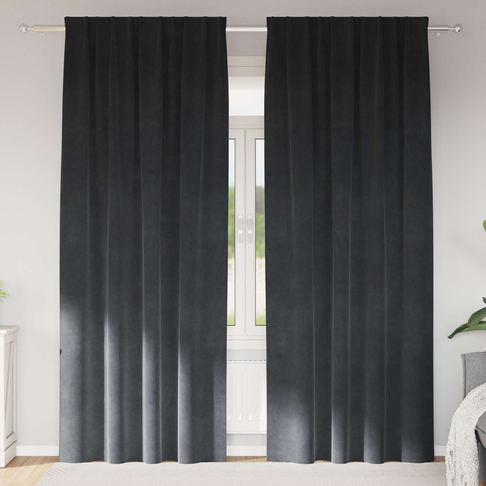 vidaXL Verdunkelungsvorhänge 2 pcs Hellgrau 140 x 245 cm Samt