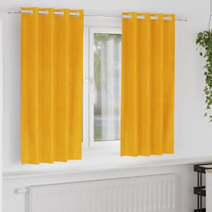 Zatemňovací závěsy 2 pcs Hořčicově žlutá 140 x 175 cm samet - obrázek 1
