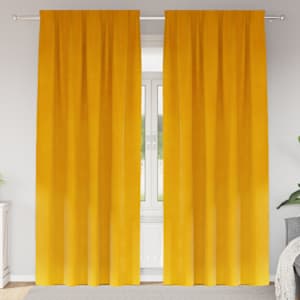 Zatemňovací závěsy 2 pcs Hořčicově žlutá 140 x 245 cm samet - obrázek 1