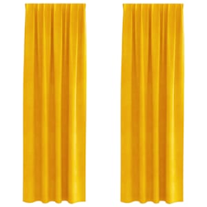 Zatemňovací závěsy 2 pcs Hořčicově žlutá 140 x 245 cm samet - obrázek 2