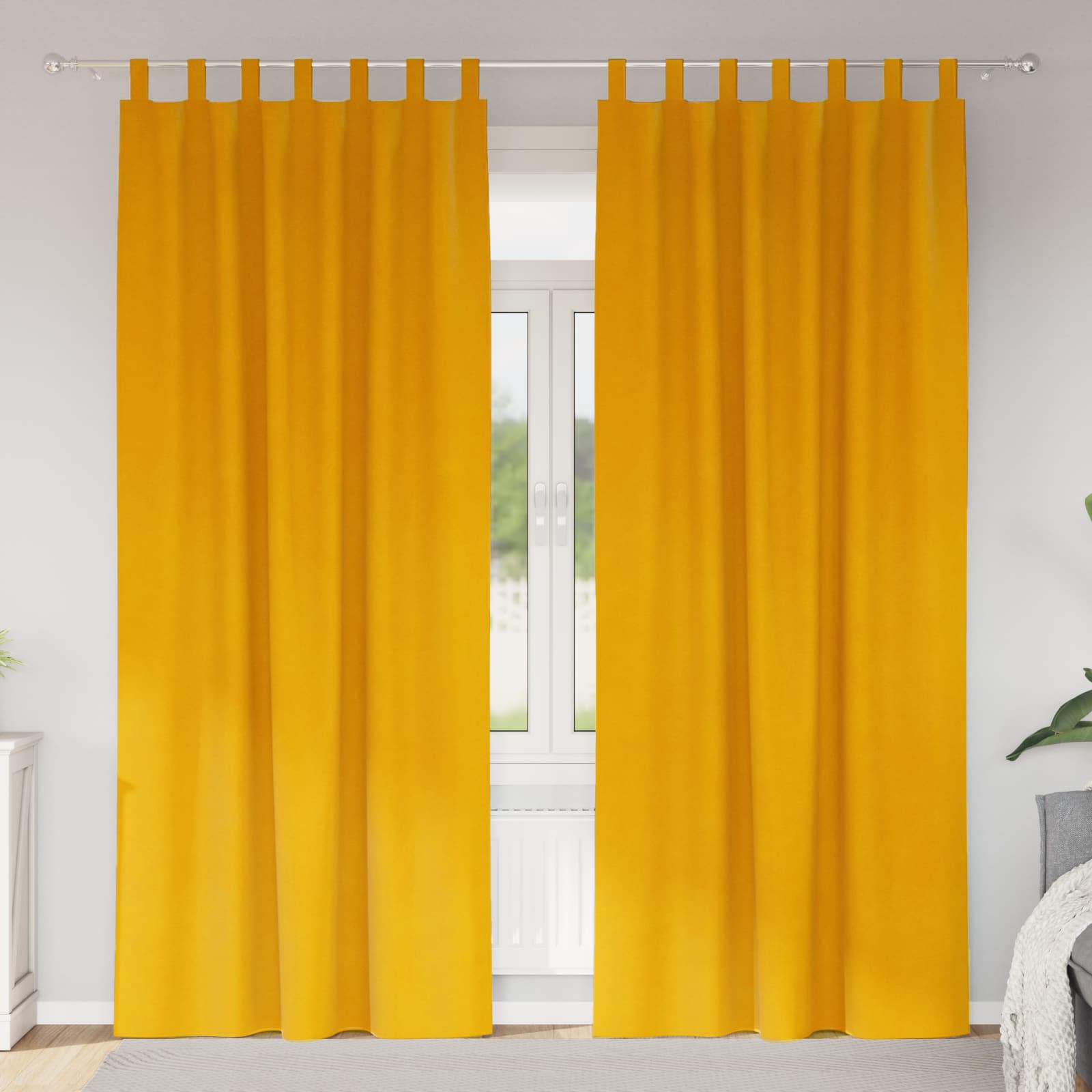 vidaXL Verdunkelungsvorhänge 2 pcs Senfgelb 140 x 245 cm Samt