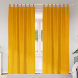 Zatemňovací závěsy 2 pcs Hořčicově žlutá 140 x 245 cm samet - obrázek 1