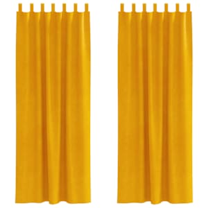 Zatemňovací závěsy 2 pcs Hořčicově žlutá 140 x 245 cm samet - obrázek 2