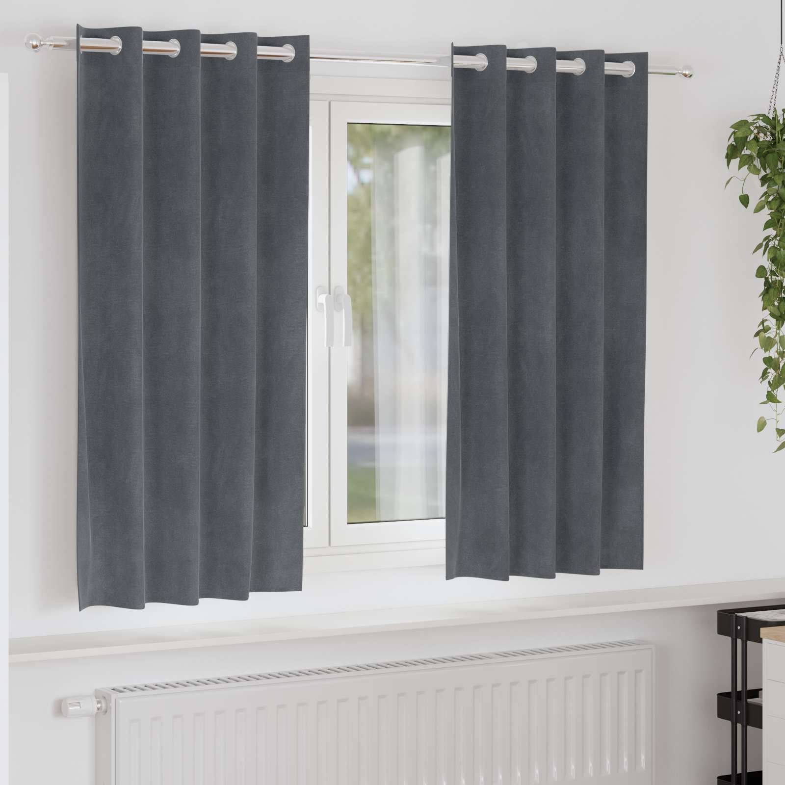vidaXL Verdunkelungsvorhänge 2 pcs Hellgrau 140 x 175 cm Samt