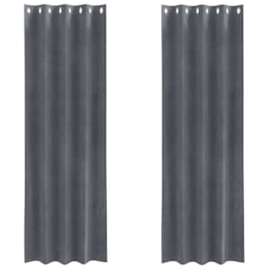 Zatemňovací závěsy 2 pcs Světle šedá 140 x 260 cm samet - obrázek 2