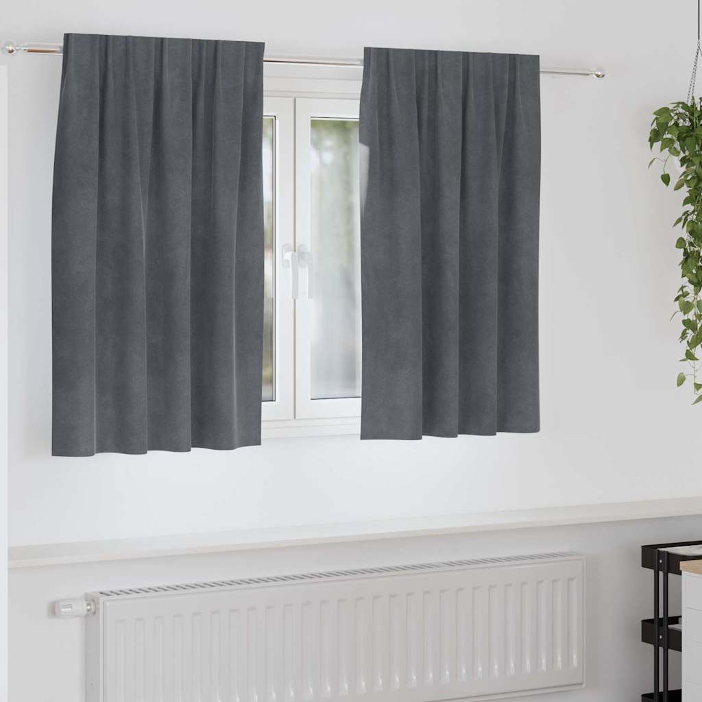 Blackout Gardiner med Top Tape 2 stk Super Lysegrå Velvet