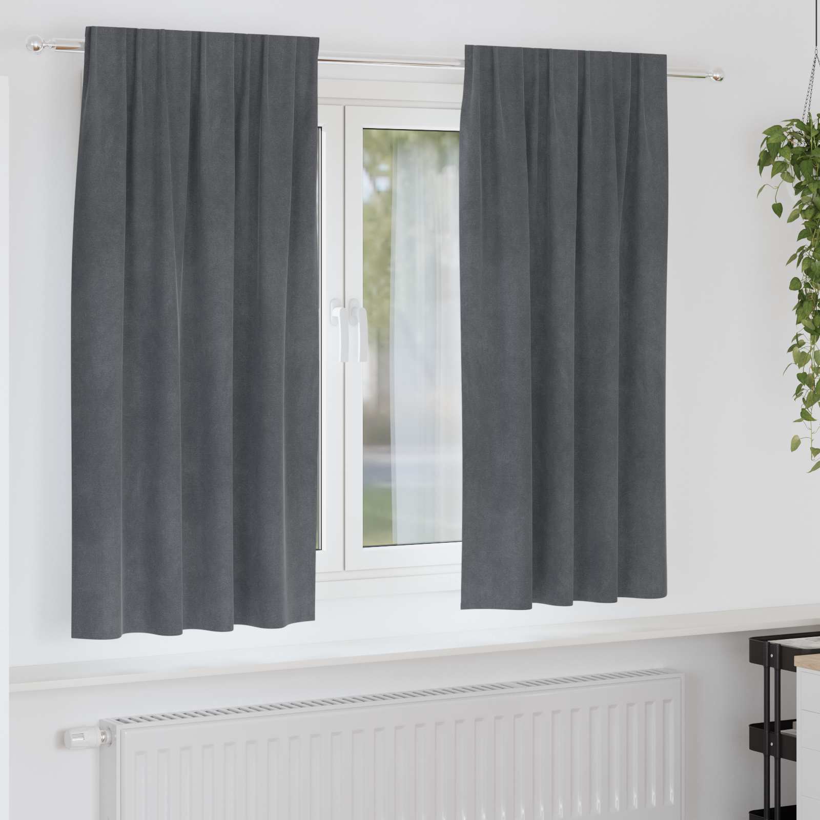 vidaXL Verdunkelungsvorhänge 2 pcs Hellgrau 140 x 175 cm Samt