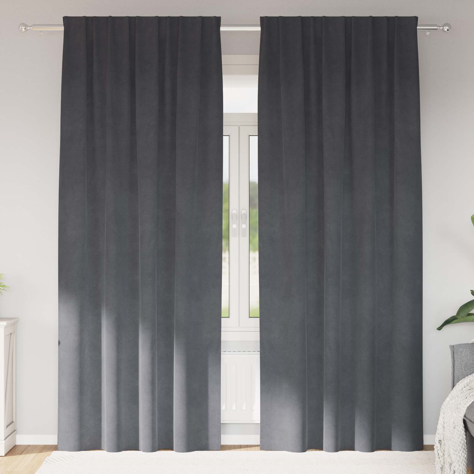 vidaXL Verdunkelungsvorhänge 2 pcs Hellgrau 140 x 245 cm Samt