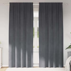 Zatemňovací závěsy 2 pcs Světle šedá 140 x 245 cm samet - obrázek 1