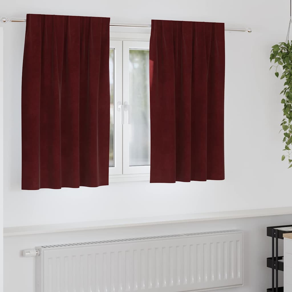 Blackout Gardiner med Top Tape 2 stk Vinrød Velour