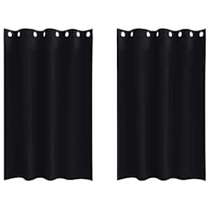 vidaXL Kardinad r&otilde;ngastega 2 tk Must 175 x 140 cm Pol&uuml;ester