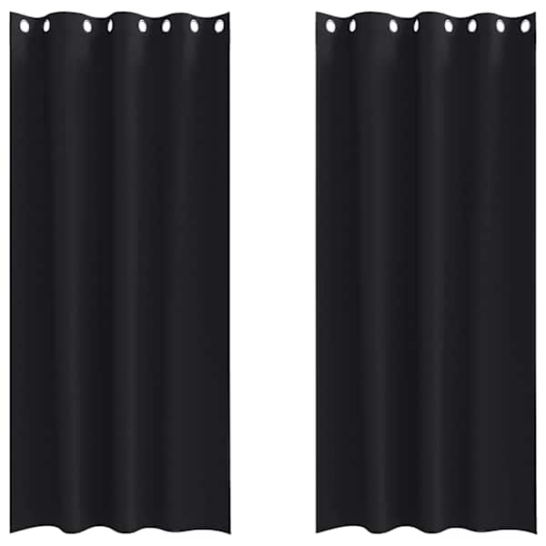 vidaXL Kardinad r&otilde;ngastega 2 tk Must 245 x 140 cm Pol&uuml;ester