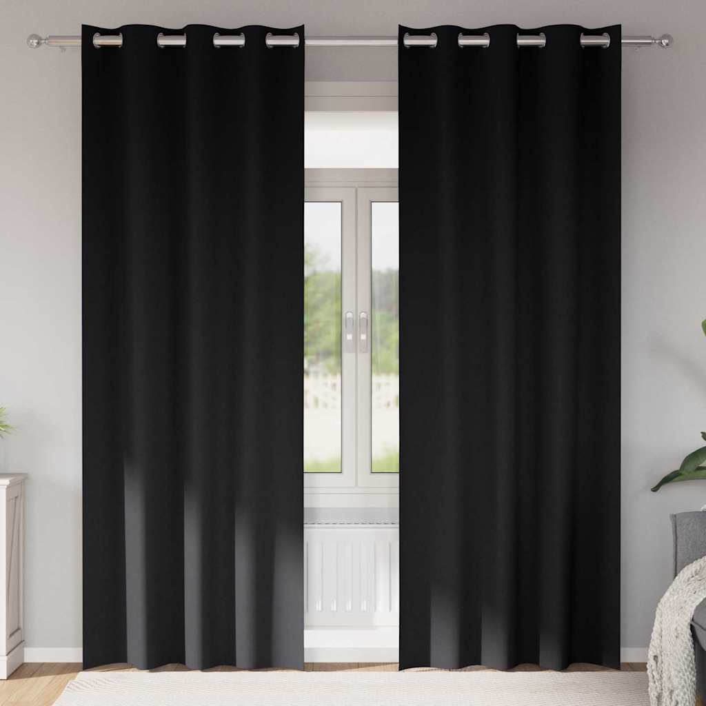 Okenice so záclonami 2 pcs Čierna 260 x 140 cm Polyester 4107322