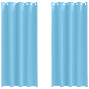 Závěsy na zatemnění s kroužky 2 pcs Světle modrá 225 x 140 cm - obrázek 2