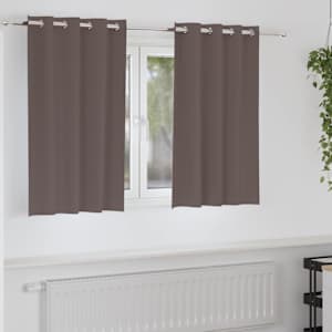 Zavese za zatemnitev z obroči 2 pcs Temno rjava 140 x 140 cm