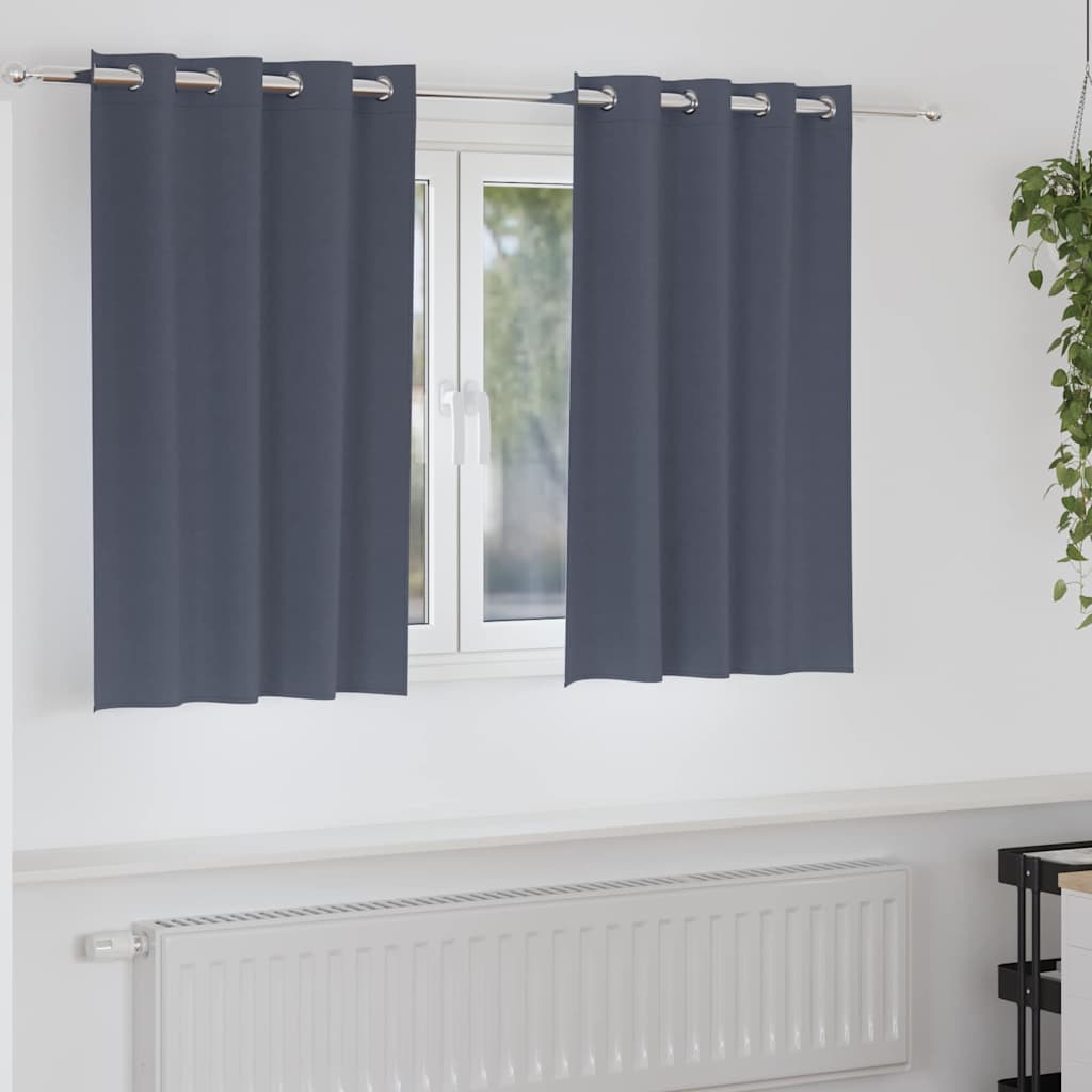 Gardiner med gardiner 2 pcs Antracitgrå 140 x 140 cm Polyester