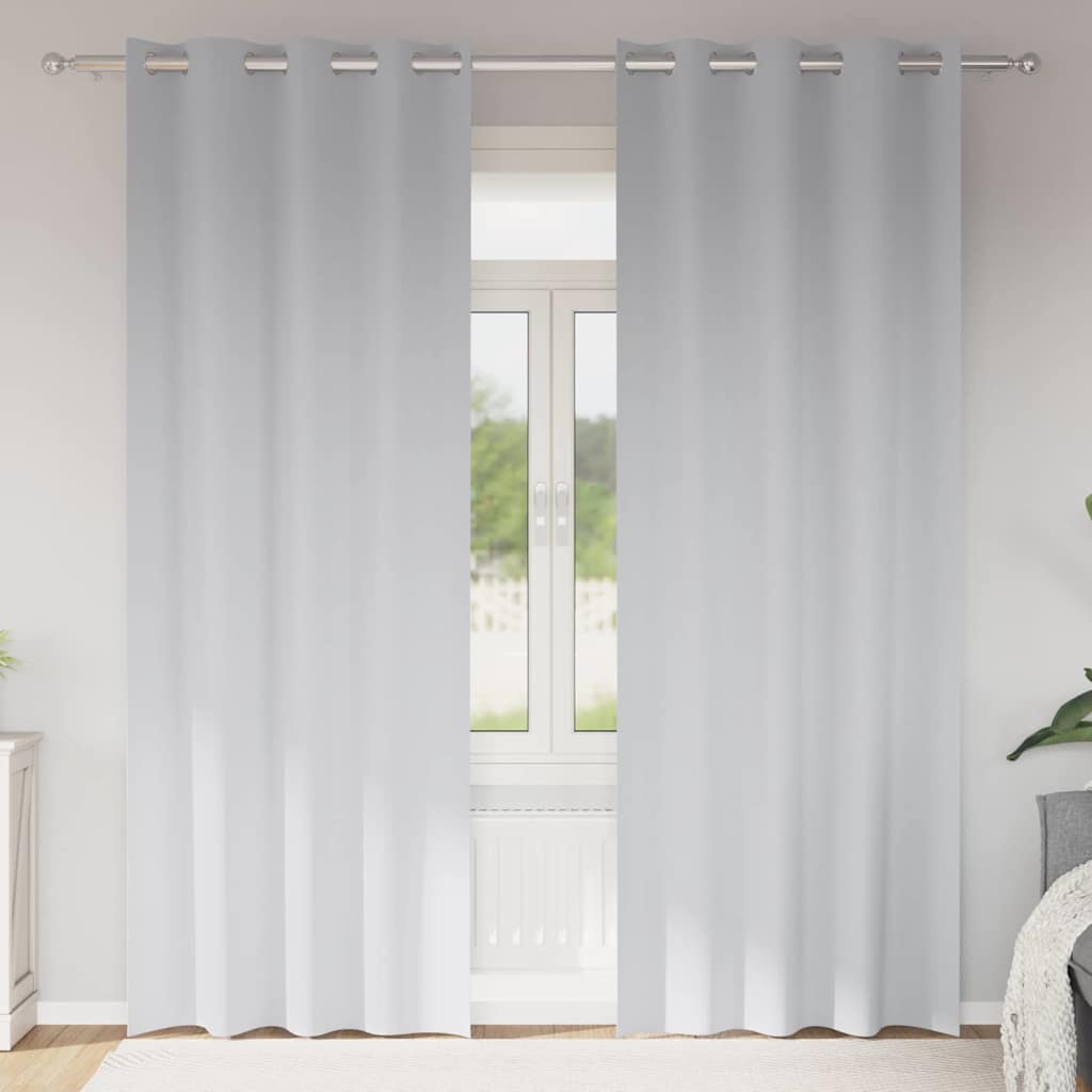 Gardiner med gardiner 2 pcs Lys grå 245 x 140 cm Polyester